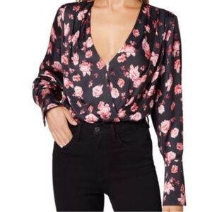 Favorite Daughter Black and Pink Floral Bodysuit